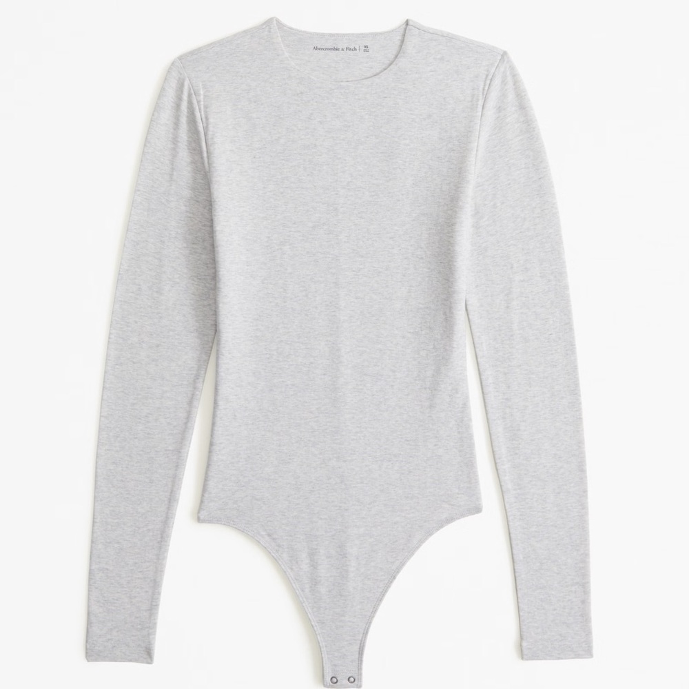 Gray and White Striped Long Sleeve Bodysuit